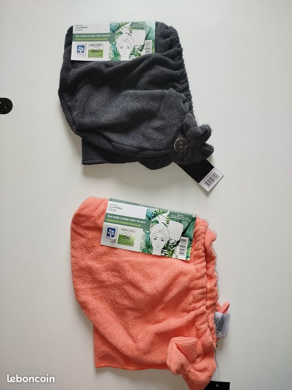 Lot de 2 serviettes turban avec bouton (image 1)