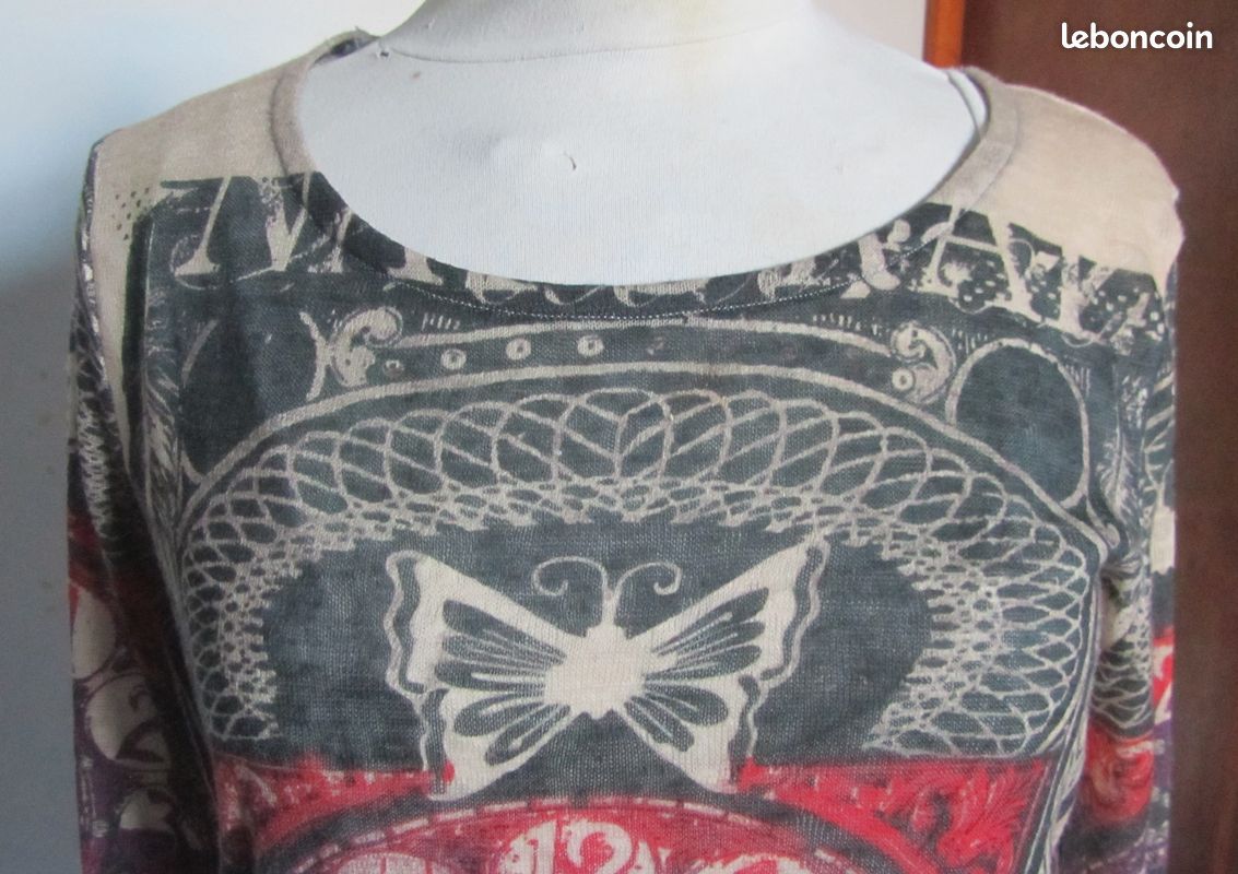 Pull Léger Custo Barcelona - Taille 40/42, Multicolore, Motifs Géométriques - Occasion Très Bon état
