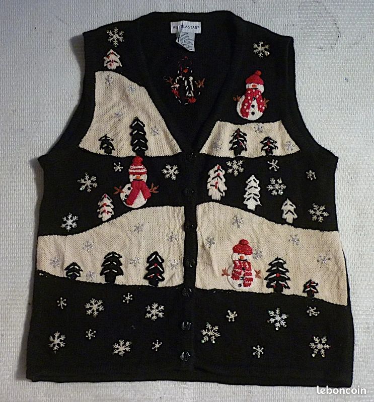Gilet De Noël Pour Homme - Imprimé Festif (flocons, Notes) - Sans Manches, Coupe Ajustée - Taille M à XXXXL
