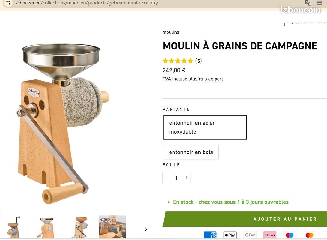 Moulin à Céréales Manuel 500 Ml Réglable - Acier Inoxydable Avec Pince Table, Pour Café, Noix Et Graines
