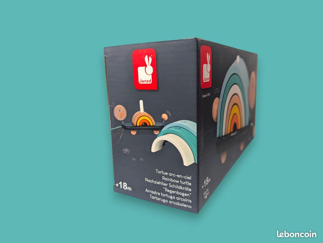 Tortue arc-en-ciel sweet cocoon en bois - jeu d'éveil original, 6 arcs