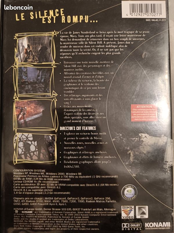 Jeu PC Silent Hill 2 - Action Aventure - État D'occasion Correct