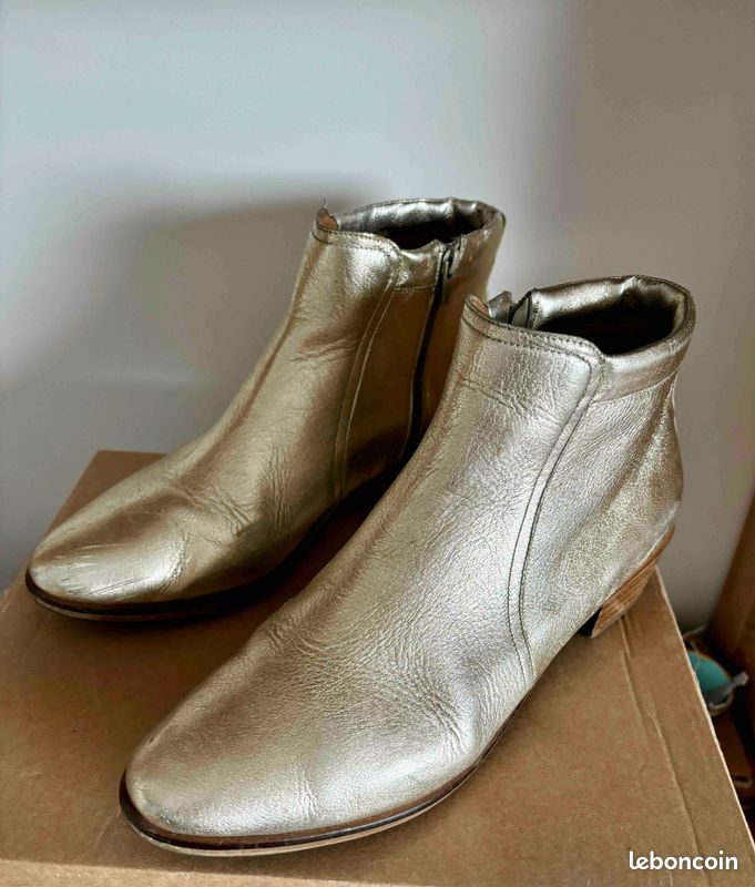 Bottines dorées cuir CLOTAIRE Taille 40 (image 6)