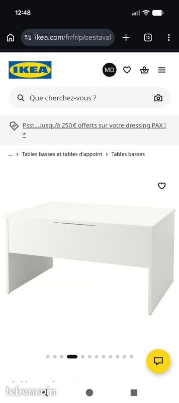 Table basse réglable, blanc, 90 cm (image 4)