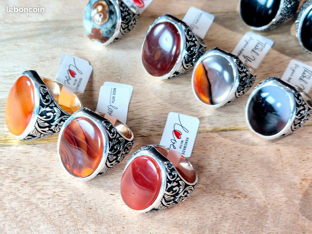 Chevalières homme Argent 950 AQeeQ Agate de yemen haute gamme