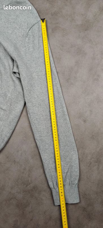 Sweat Tommy Hilfiger [XXL] 100% coton col V logo brodé homme pull gris #TH364 (image 13)