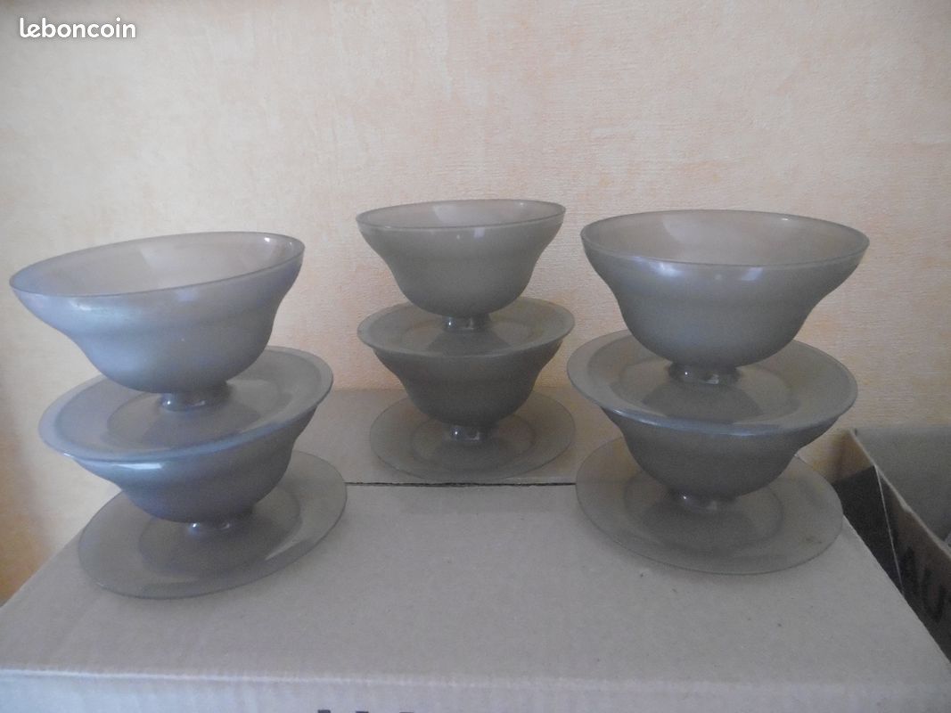 6 coupes à dessert en inox vintage 70