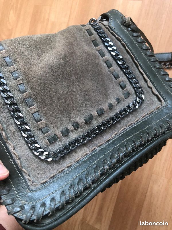 Sac Bandoulière Zara En Daim Rouge - Femme - Occasion