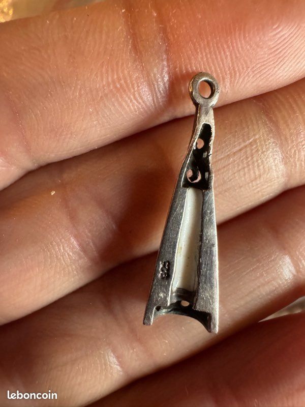 Pendentif Ancien En Argent 925 - Avec Pierre à Identifier - Occasion - Bijou Vintage