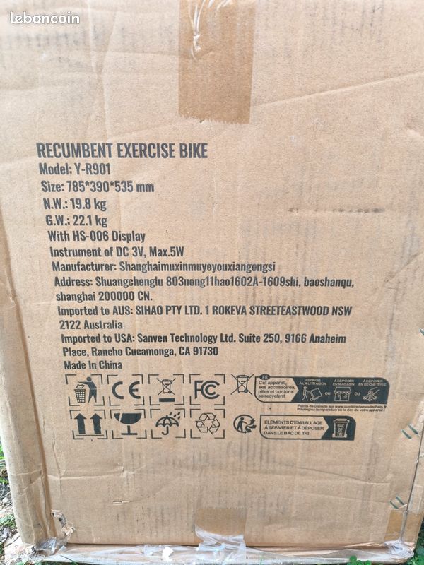 vente unique Vélo d'appartement semi-allongé magnétique écran LCD multifonction