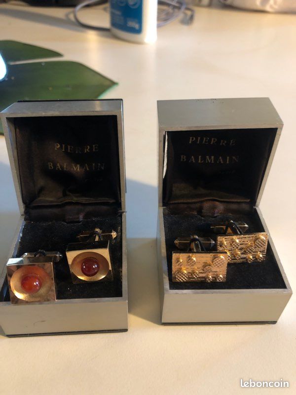 Paire De Boutons De Manchette BALMAIN - Plaqué Or - Occasion Bel état
