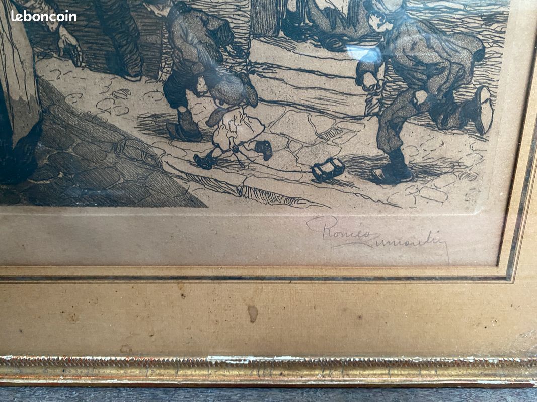 Roméo Dumoulin tableau gravure " Rue de la tranquillité " signé numéroté (image 2)