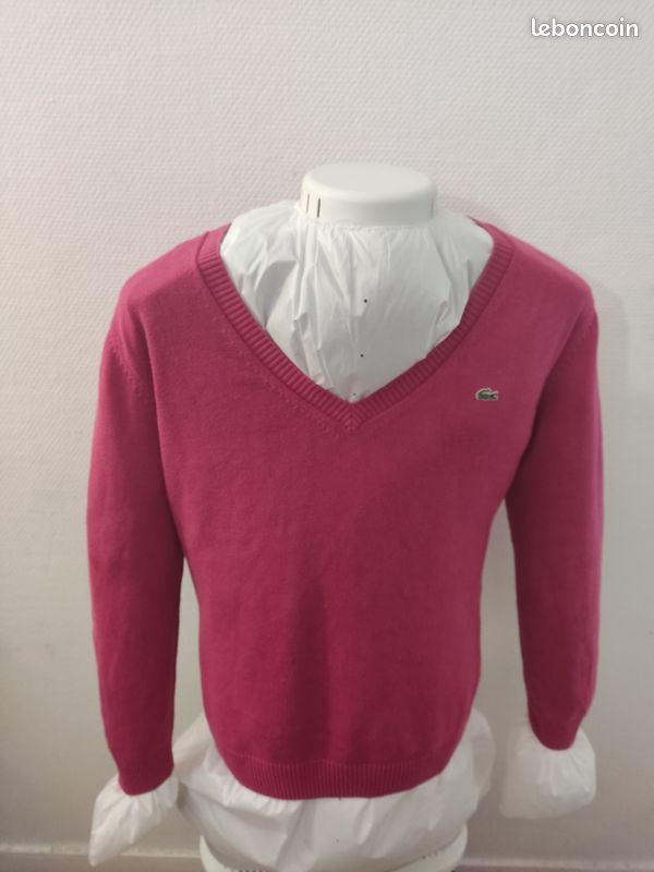 🐊 Pull Lacoste à col V Rose Femme 🐊 Vêtements
