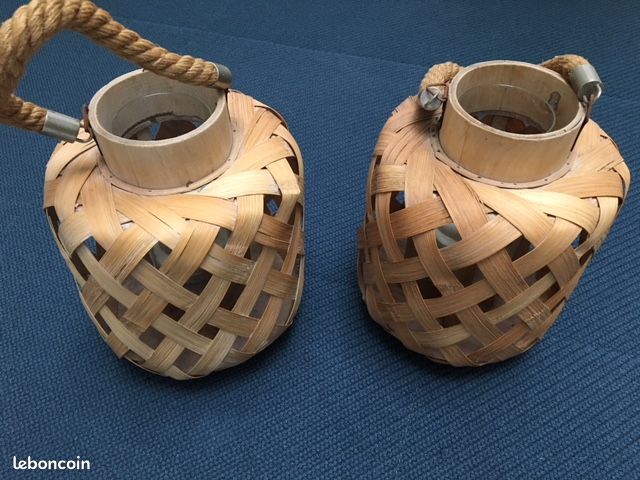 Abats Jours d'extérieur, paire en bois de bambou (image 1)
