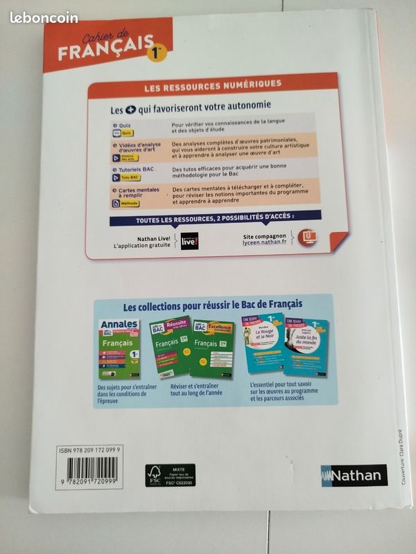 Cahier de Français 1re (image 3)