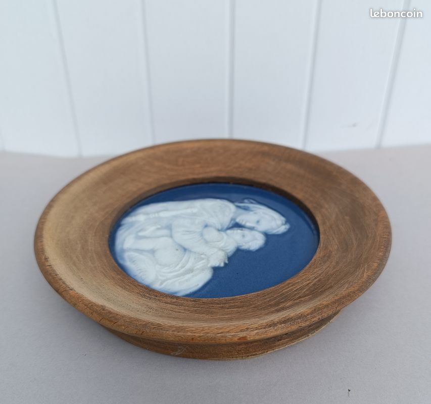 Cadre porcelaine de Limoges émaille bleu blanc - Vierge à l'Enfant (image 7)