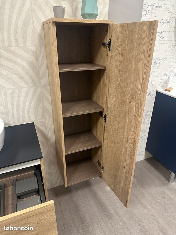 DESTOCKAGE EXPO -50% - Ensemble COMPLET BENTO DECOTEC 80cm chêne brut naturel avec colonne & miroir (image 3)