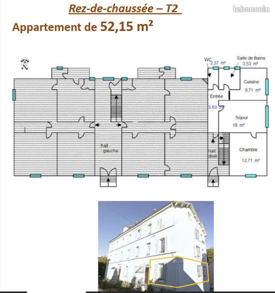 Appartement 2 pièces 52 m² · à Lons-le-Saunier · 52 m² · 97 000 €