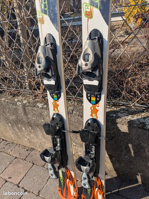 Mini Skis Crazy Creek Revolution Avec Fixations - Occasion Rouge Taille 121-130 Cm
