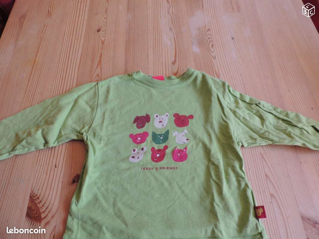 Tee-shirt sympa vert animaux 12 mois BE (image 1)