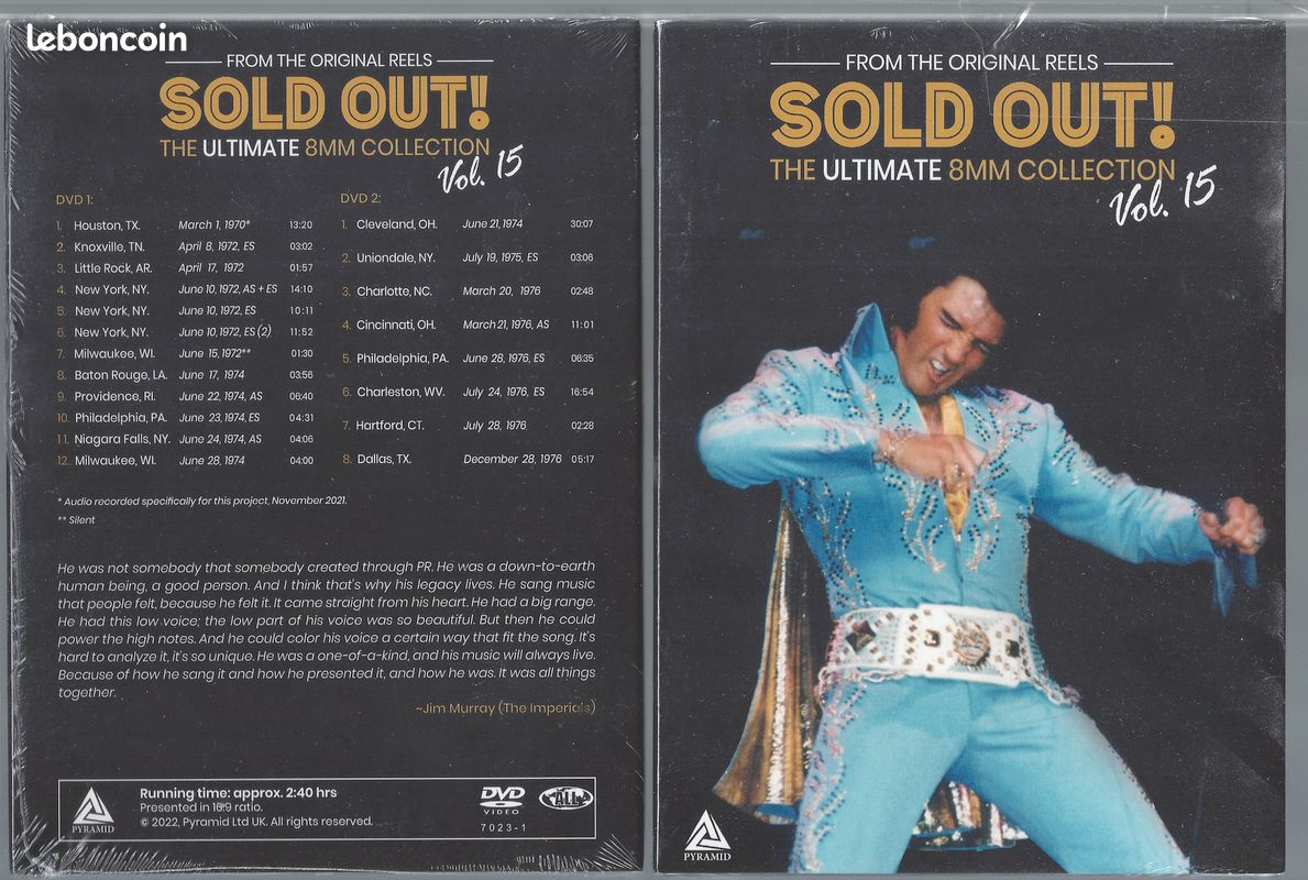 Elvis presley sold out vol 1 Newly Restored au vol 20 deluxe digipack 40 dvd discs originaux +45 heures de concerts avec son direct Label Pyramid Collection complète sous blister ultra méga rare (image 17)
