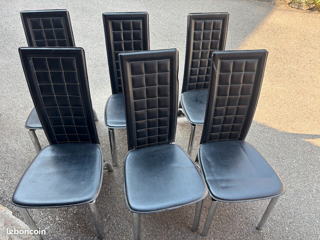 6 chaises - noire et chrome (image 2)