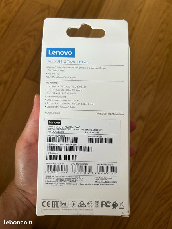 Lenovo USB-C travel Hub Gen 2 (neuf) (image 2)