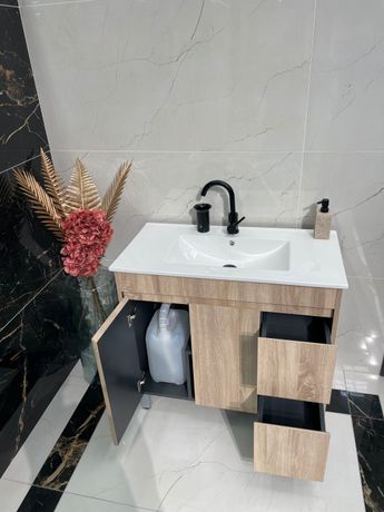 Meuble de rangement salle de bains faible largeur GoodHome Imandra décor  chêne L. 20 x H. 90 x P. 36 cm