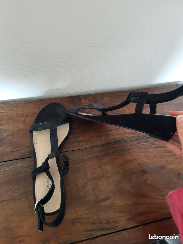 Chaussures Compensées Andre En Daim Noir - Pointure 37, Occasion Très Bon état