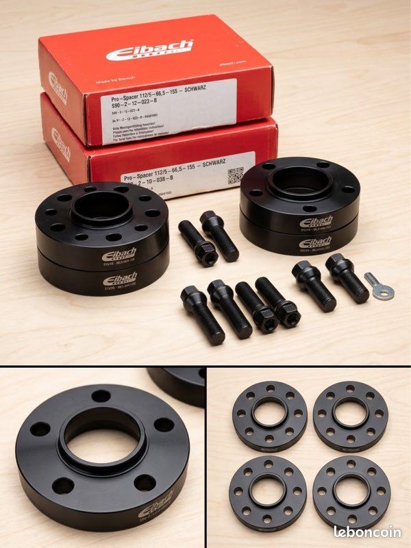 Kit complet élargisseurs de voie Eibach Pro-Spacer 5x112 / 66.5 mm + Boulonnerie & Antivols (image 1)