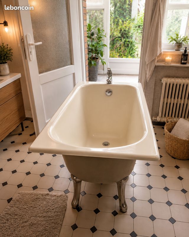 Baignoire sabot rétro pieds de Lion longueur 110 cm (image 2)