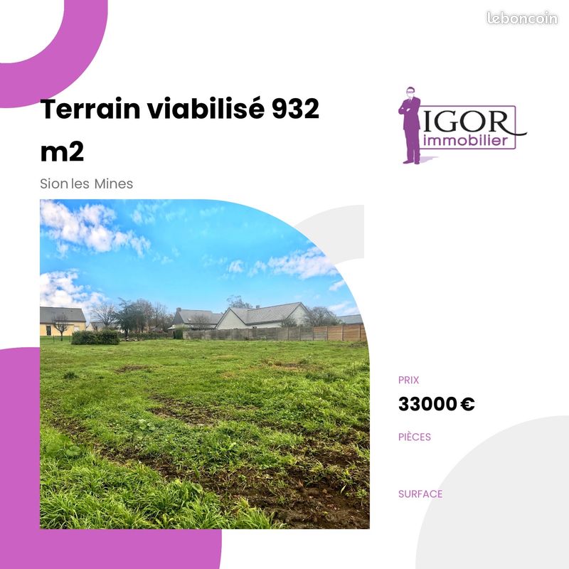 Terrain 932 m² · à Sion-les-Mines · 932 m² · 33 000 €