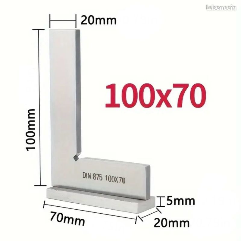 Équerre à chapeau acier 100 x 70 mm – Traçage de précision pour atelier mécanique, artisan, menuiserie. Angle a 90° parfait | Coupe de rails et montants placo pour pose de plaques de plâtre type ba13 (image 4)
