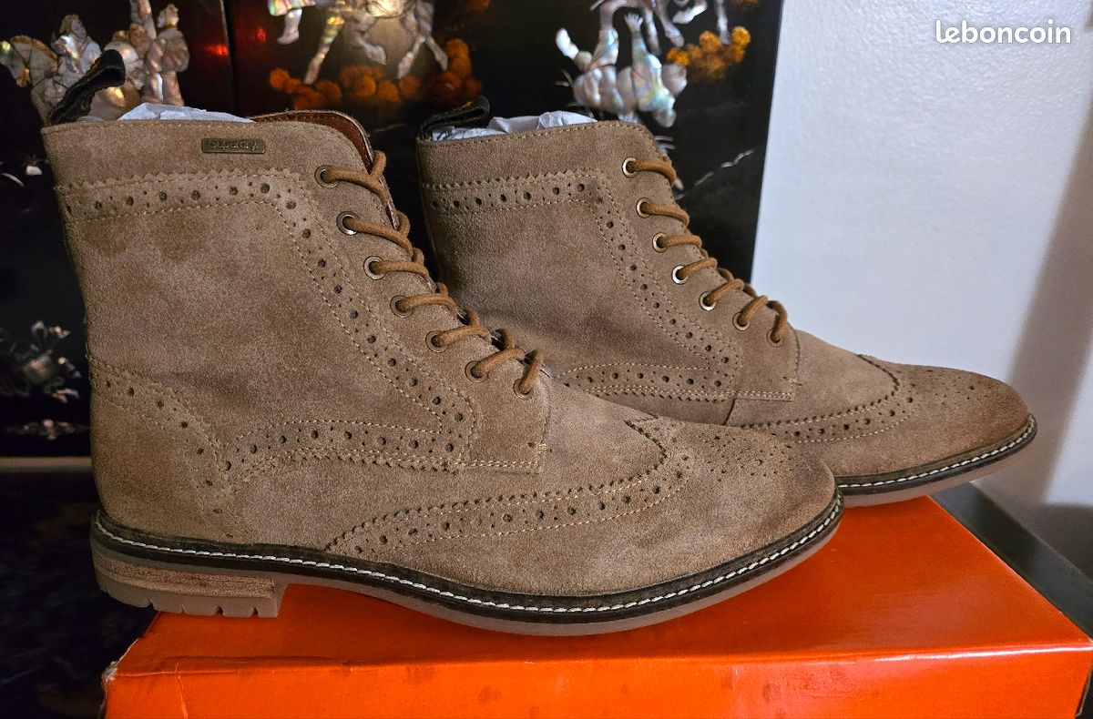 👞 Bottines Montantes superdry - Taille 43, Marron Clair Suédé, Neuves (image 8)