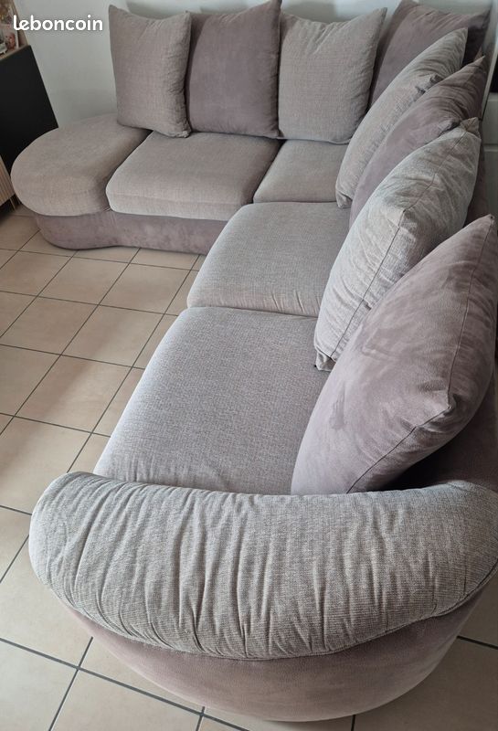 Canapé d'angle 5 places taupe/beige 280 x 235 cm – Très confortable et Très bon état (image 2)