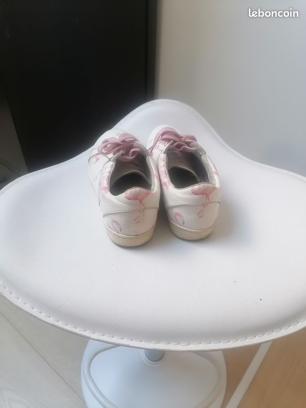 Basket blanc rose cuir (image 3)