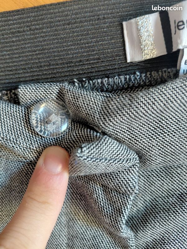 Pantalon Jennyfer Taille 34 Gris Chiné Tailleur Cigarette Slim Bandes Noires Habillé (image 6)