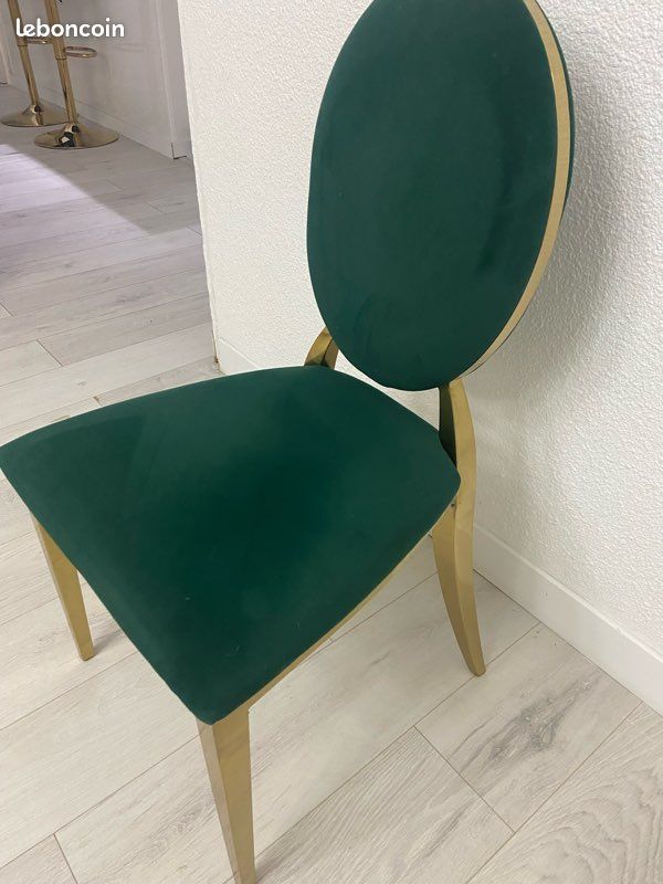 Lot de 2 chaises de salle à manger siègeen velours-chaise de cuisine-pieds en métal-vert turc
