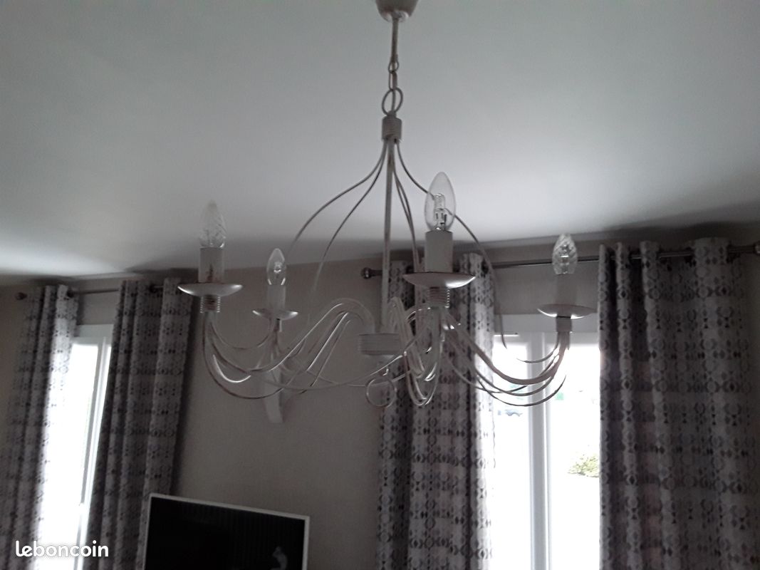 Lustre Suspendu Fer Forgé Moderne Blanc/gris Tourterelle - Urso Store (fabriqué En Italie)