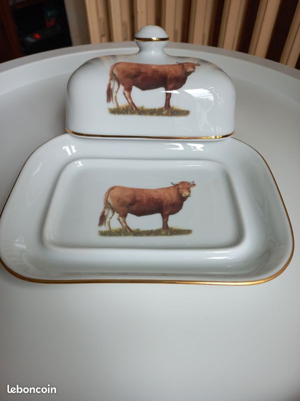 Beurrier Limoges Porcelaine Peinte Main Canard Vert – Prestige La Tour D'Argent