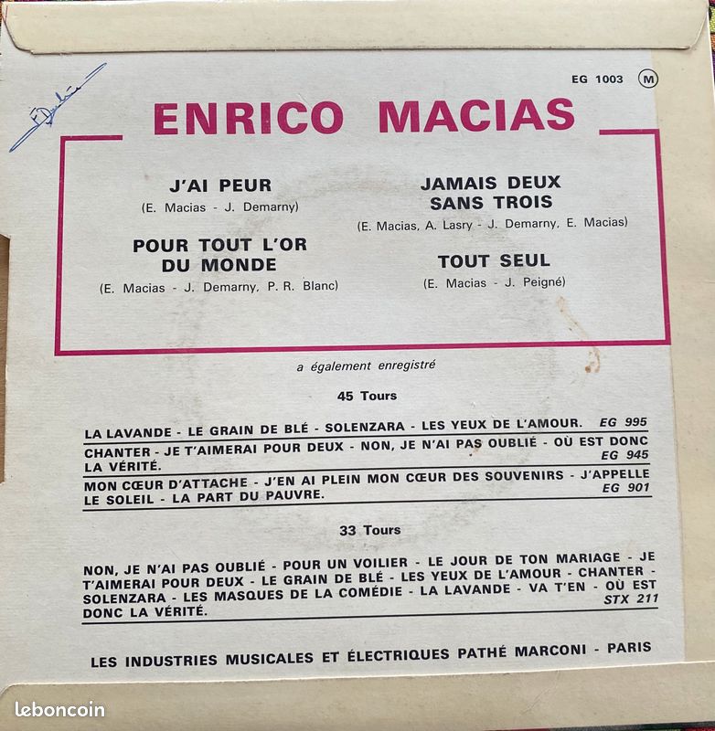 Enrico Macias 45T (image 2)