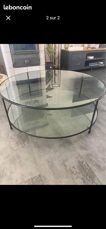Table basse ronde en verre (image 1)