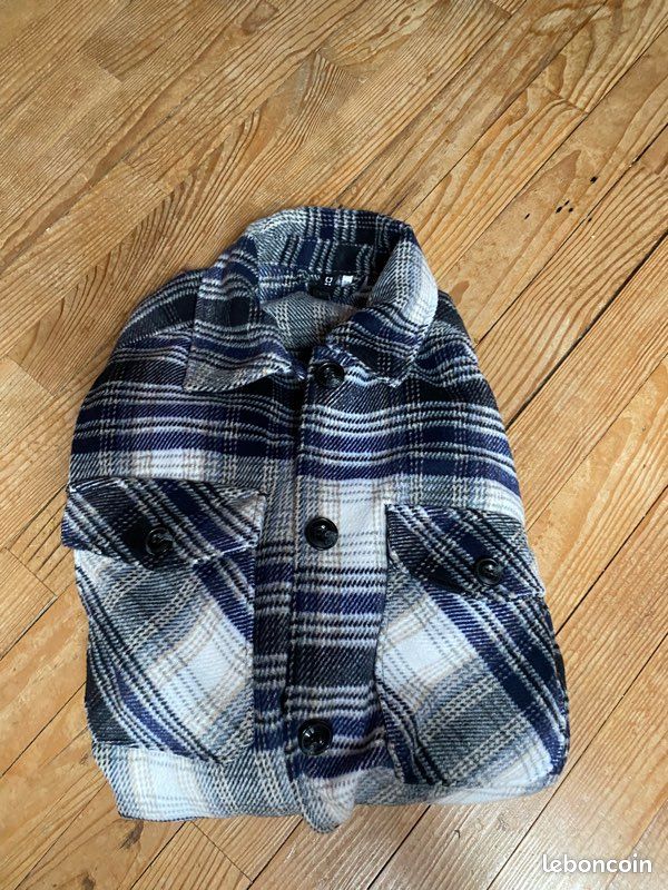 Veste Matelassée Vintage Homme - Bleu à Carreaux Flanelle - Taille L - Style Grange