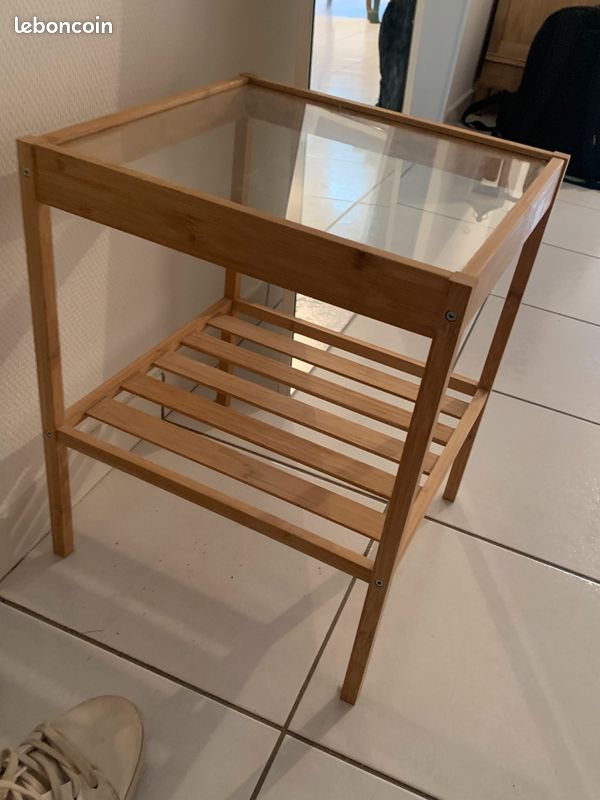 Table de chevet verre& bois IKEA (image 1)
