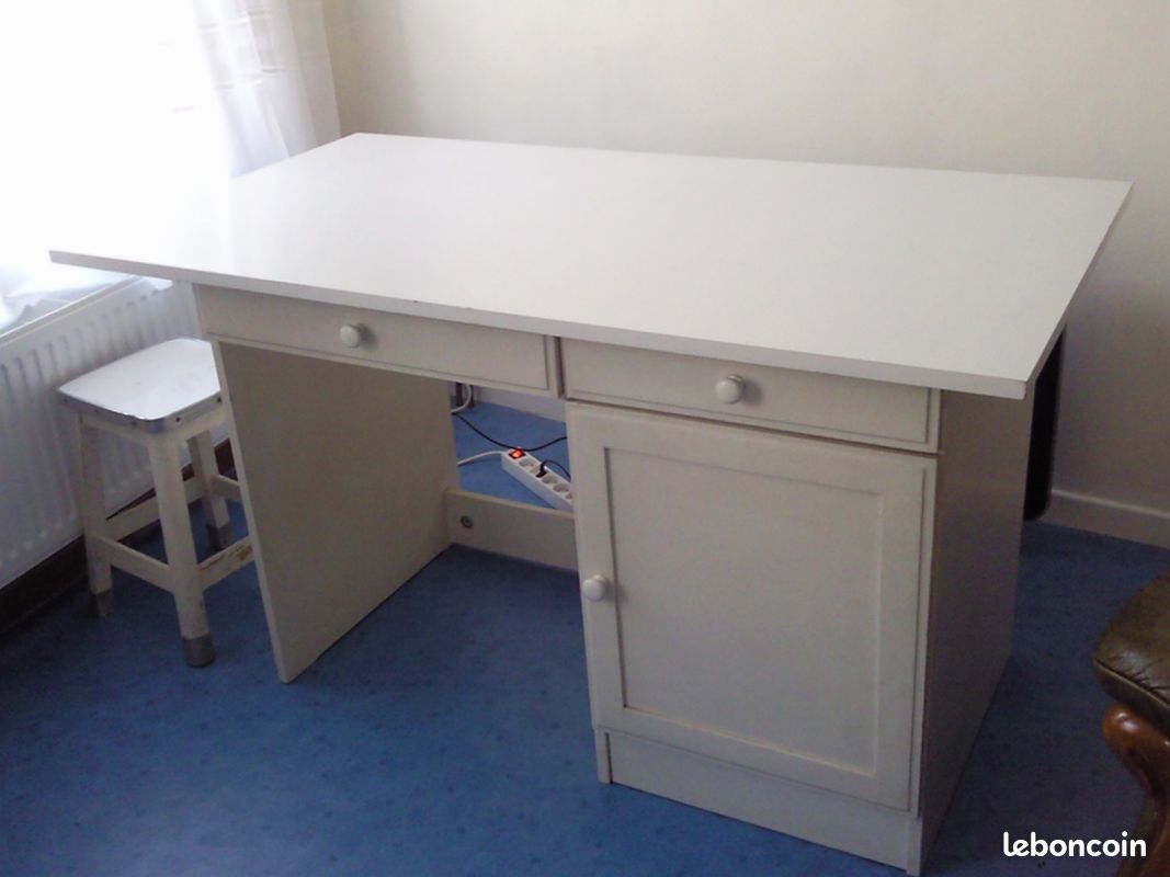 Bureau blanc en bois (image 2)