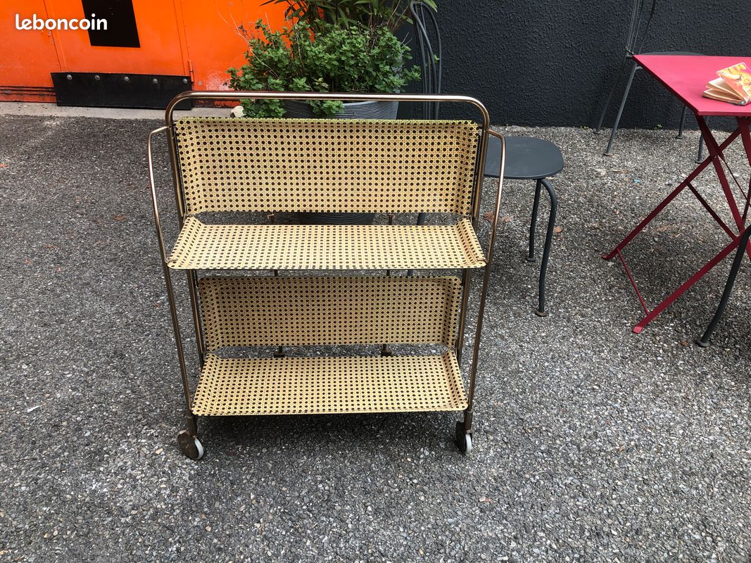 Desserte à roulettes effet cannage années 50’ (image 5)