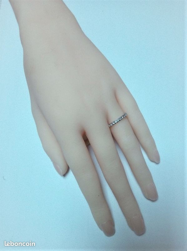 Alliance Or Blanc 18 Carats Avec Diamants - Taille 52, 2 Grammes, Neuf