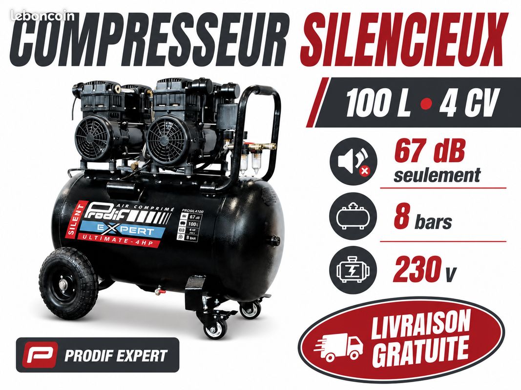 Compresseur silencieux 4CV atelier – Fabricant sableuse aérogommeuse Ardèche (image 1)