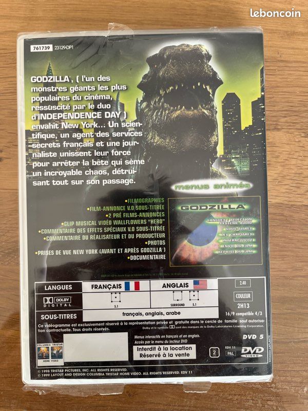 Film DVD « Godzilla » avec Jean Reno (neuf sous blister) (image 2)