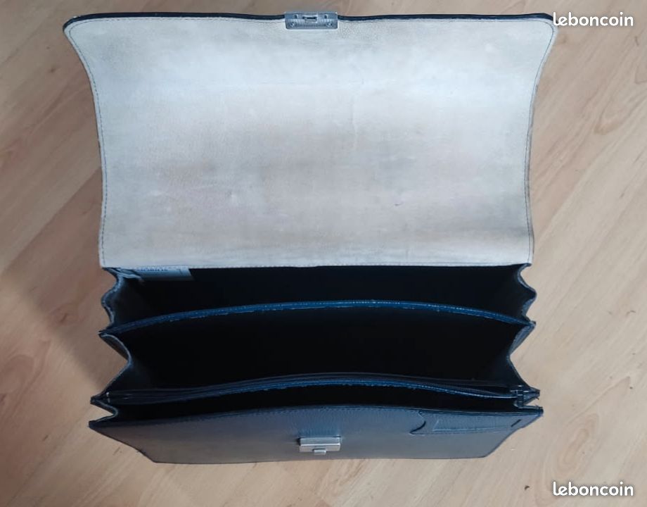 Sacoche cuir bleu à compartiments (image 3)